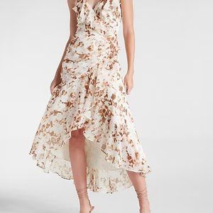 Express Printed Ruffle Wrap High Low Maxi Dress (NWT) • Size: XS